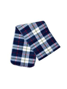 Plaid Fleece Scarf Blue Red White Tartan Pattern Soft Cozy Winter 56"L x 8.5"W